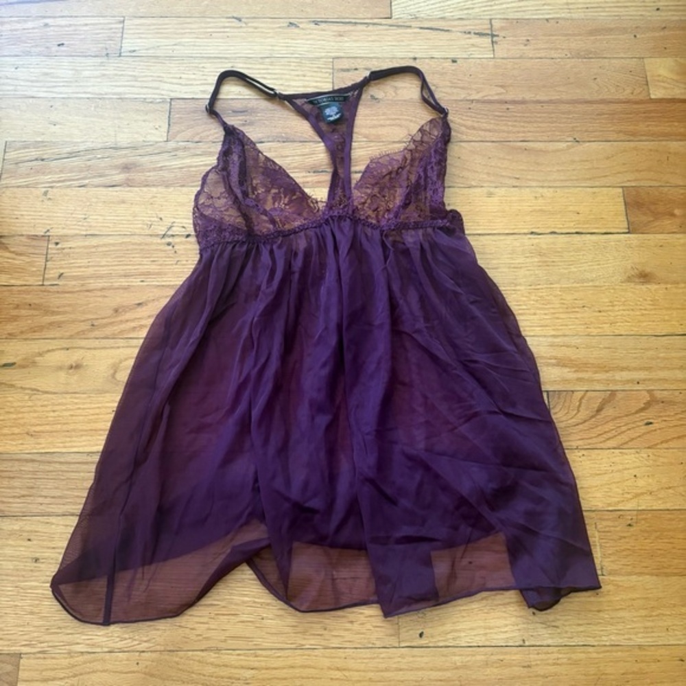 Victorias Secret Purple Sheer Slip Side Medium